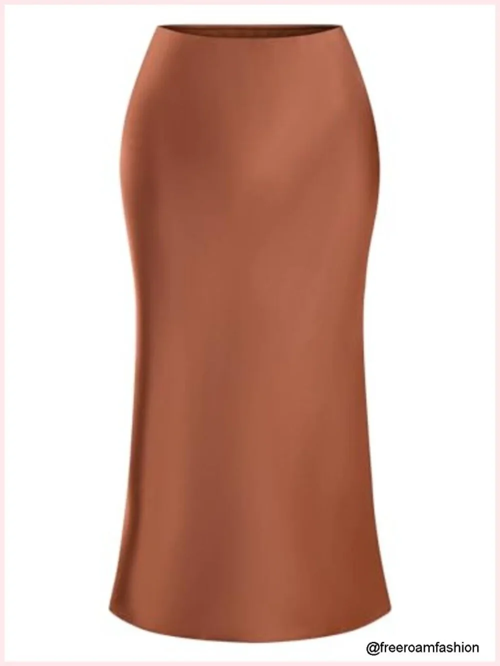 Satin High Waist A-Line Midi Skirt